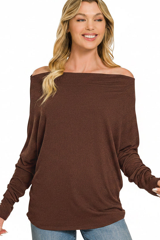 Dolman Sleeve Boatneck Top