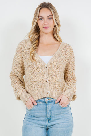 Ivory Collared Button Cardigan