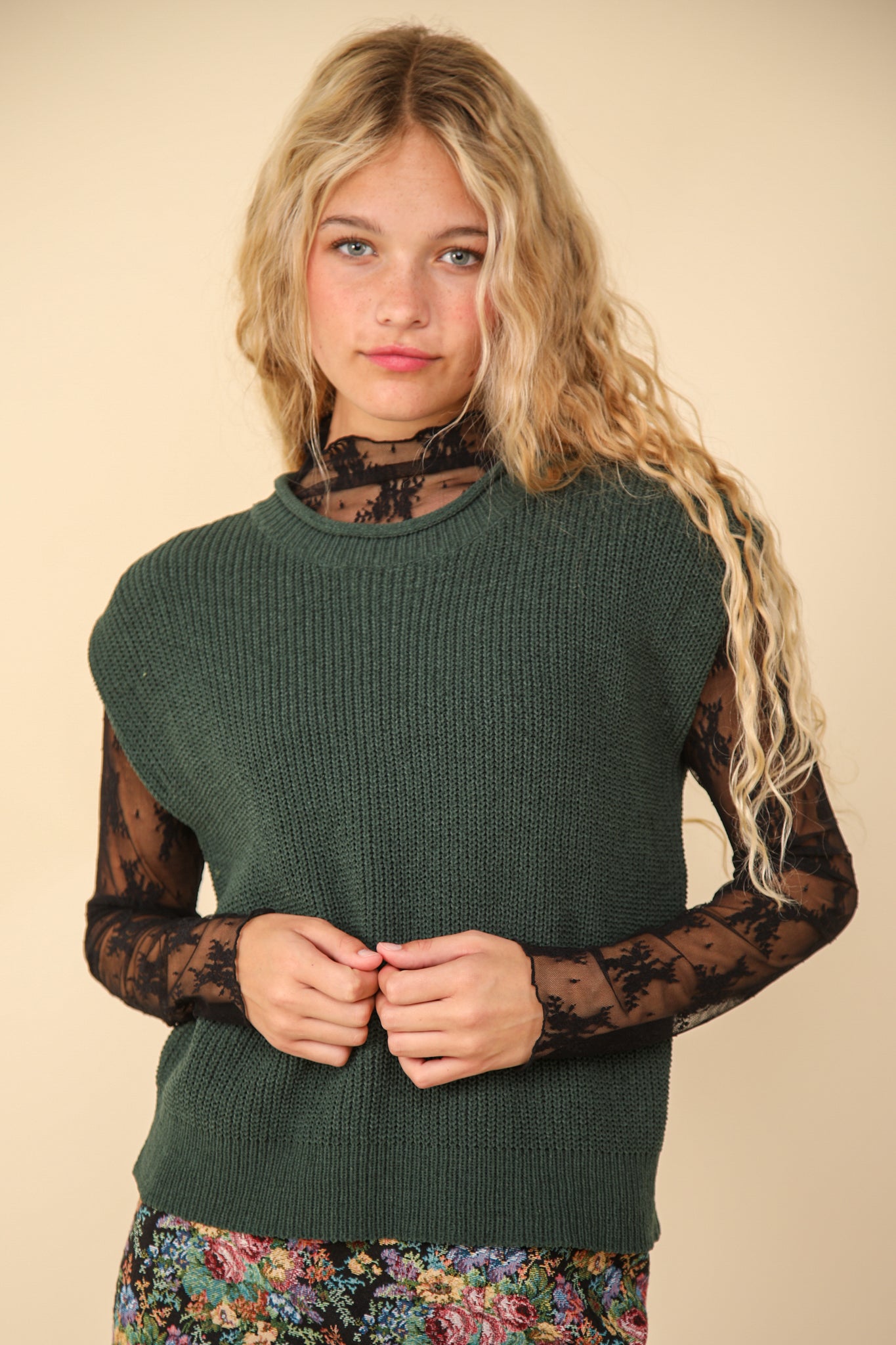 Hunter Green Sweater Vest Top