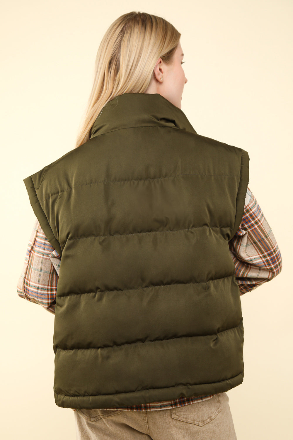 Olive Oversized Puffer Vest