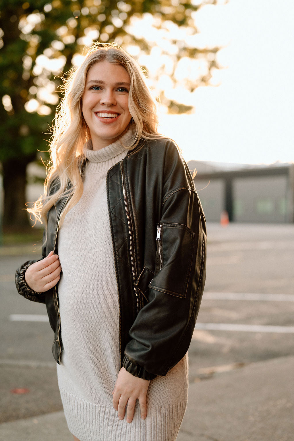 Creamy Grey Turtle Neck Sweater Dress