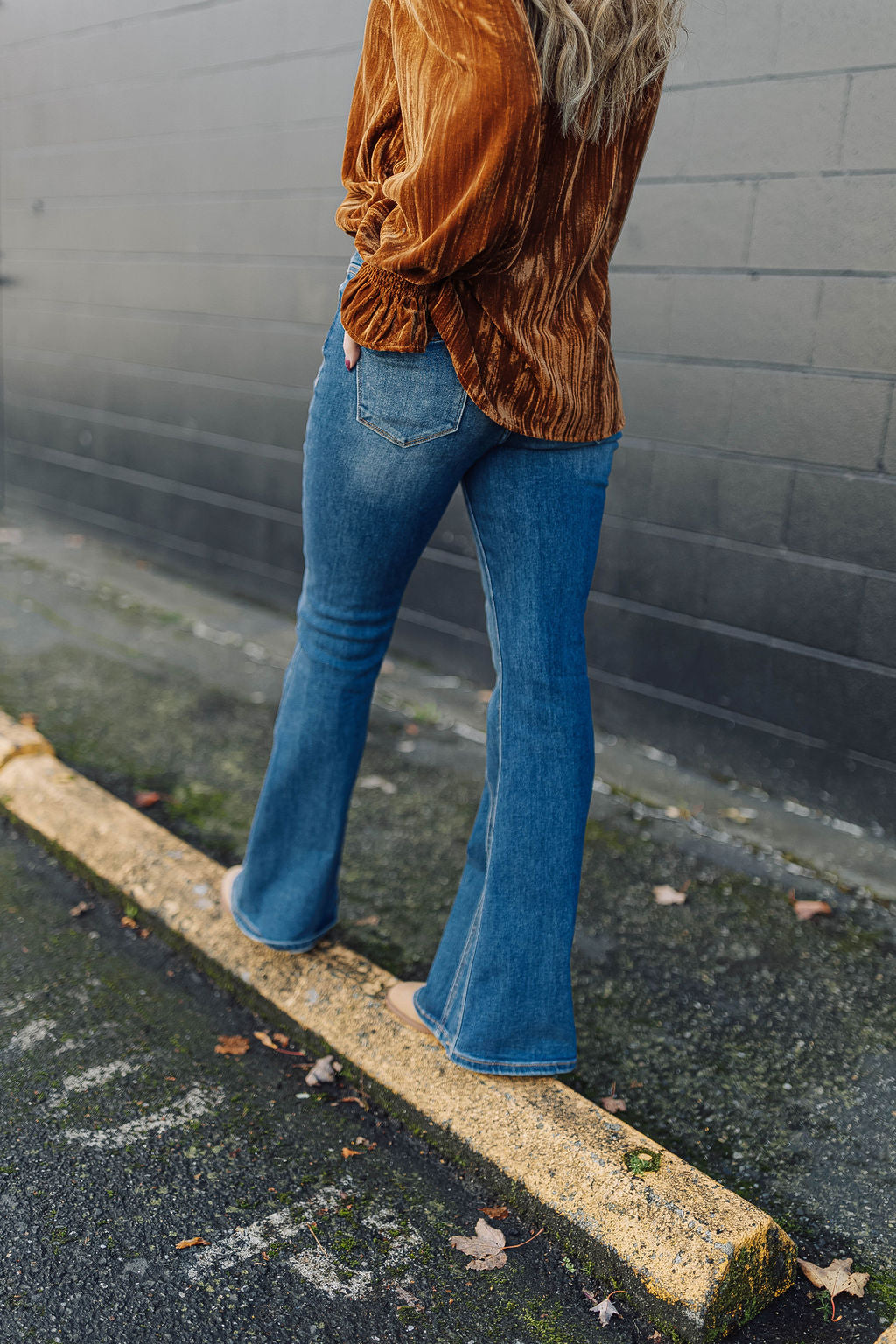 High Rise Front Seam Flare Jeans