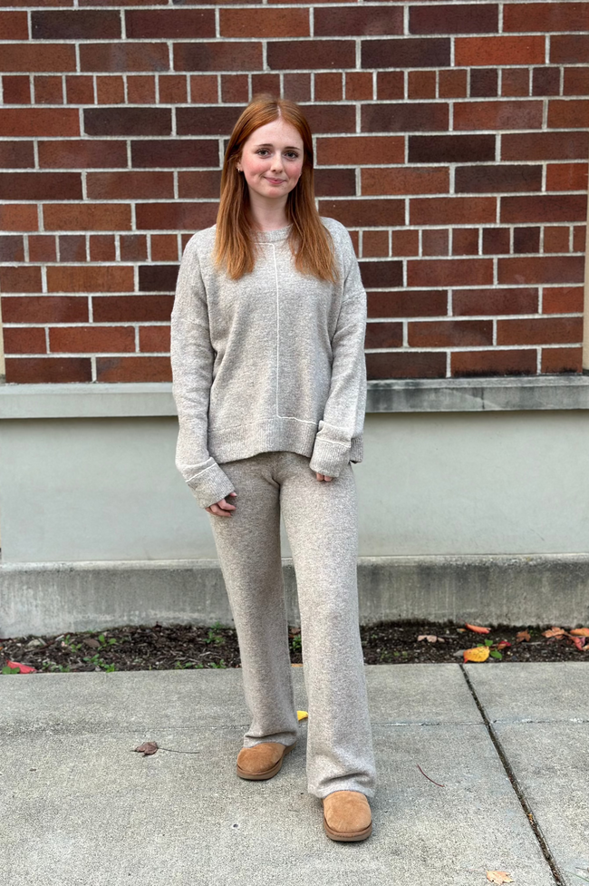 Taupe Knit Sweater Pants