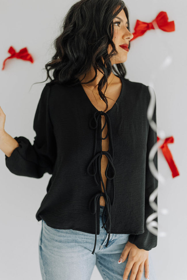 Black Bow Tie Blouse