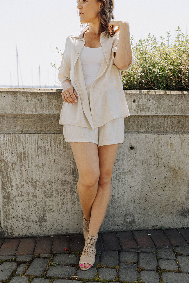 Olive Linen Two Piece Short Set