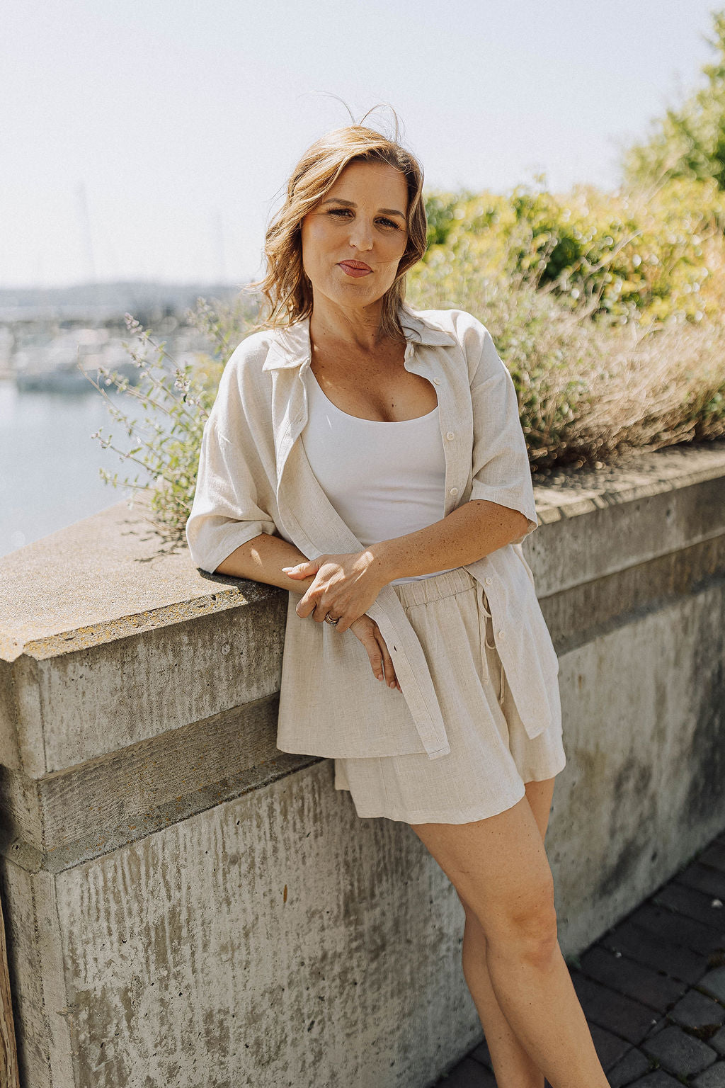 Olive Linen Two Piece Short Set