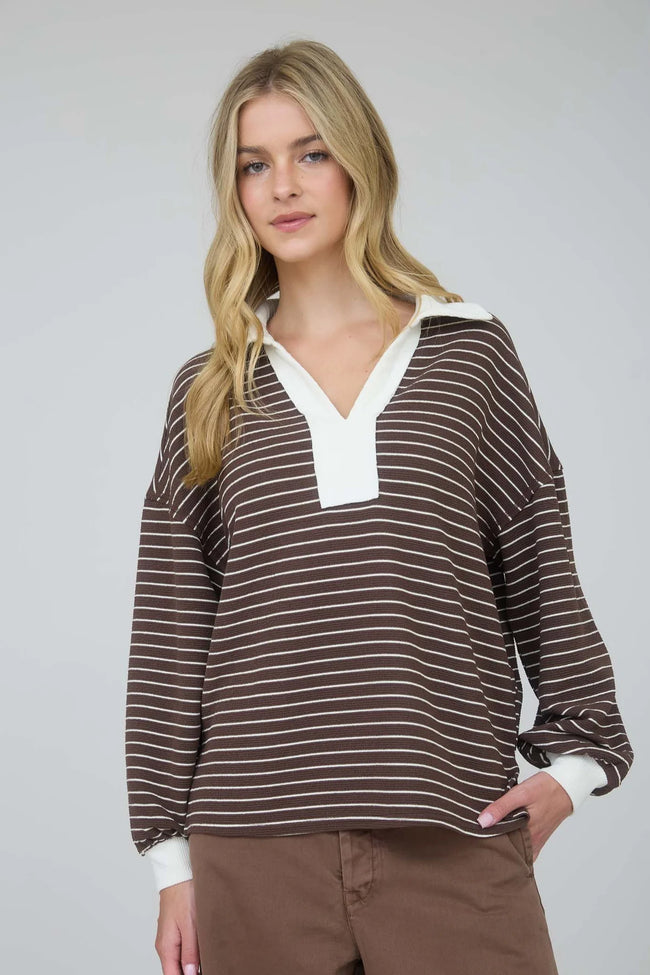 Coco Stripe Collared Rugby Polo