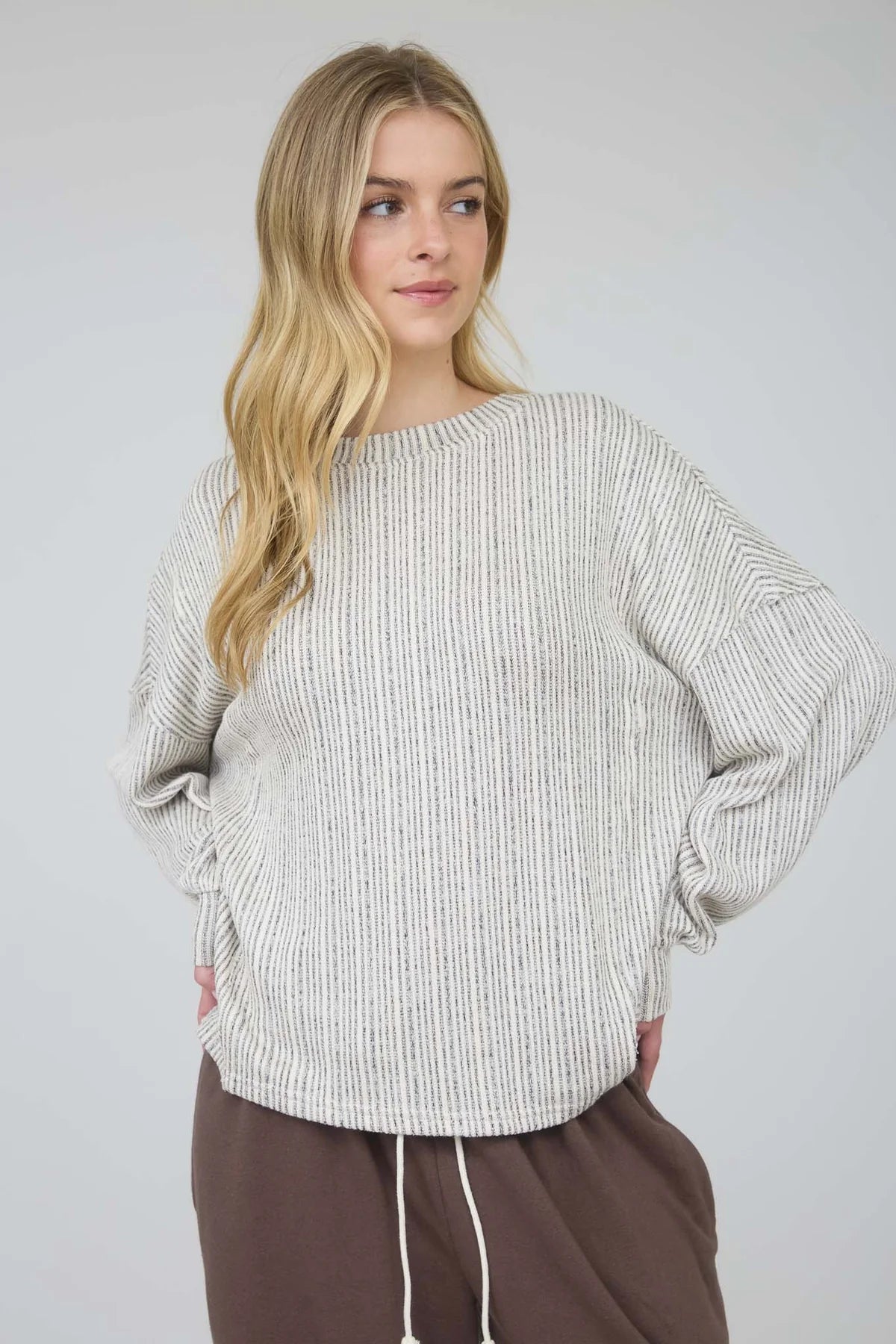 Ribbed Marled Knit Top