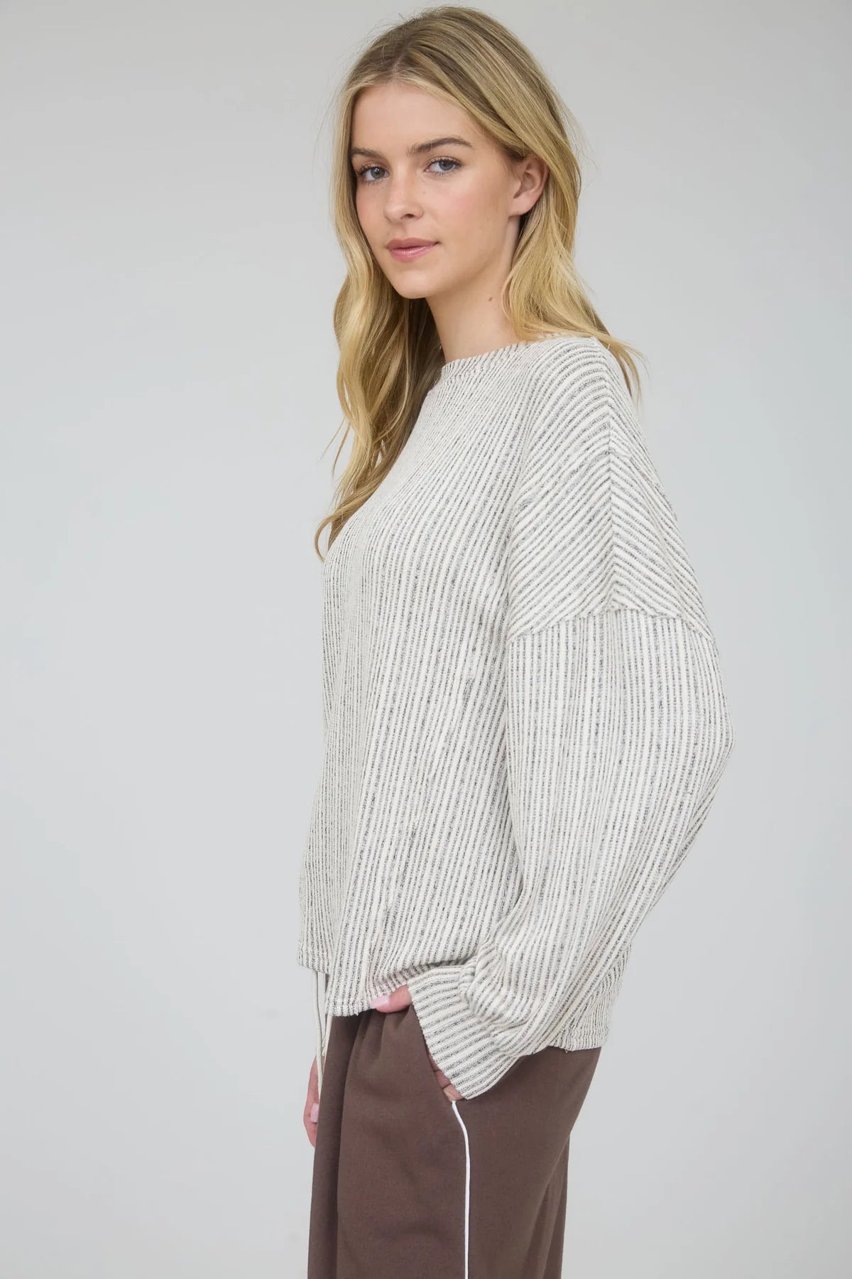 Ribbed Marled Knit Top