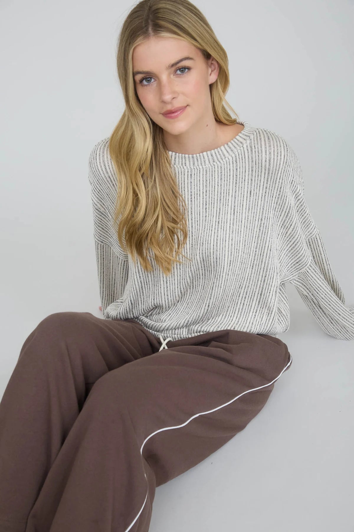 Ribbed Marled Knit Top