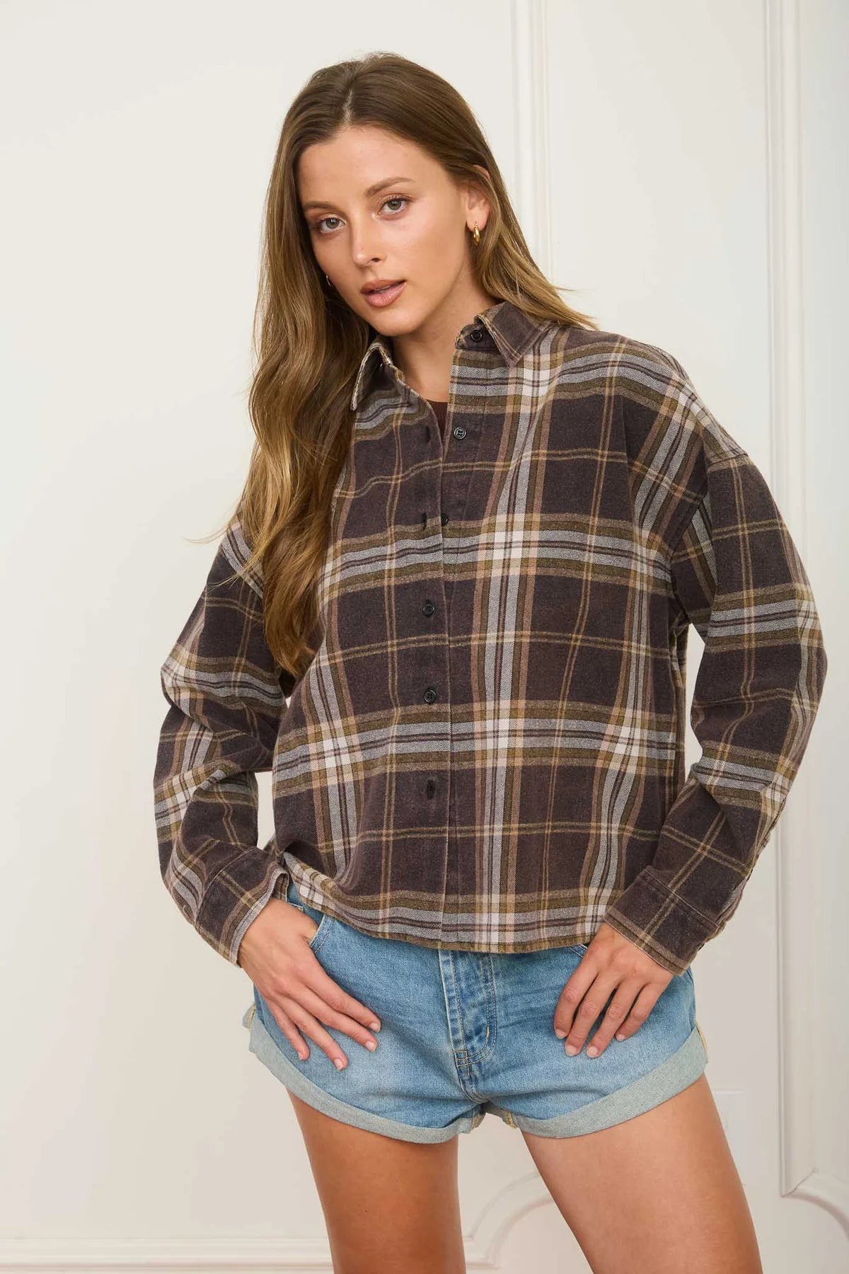 Plaid Flannel Boxy Button Up