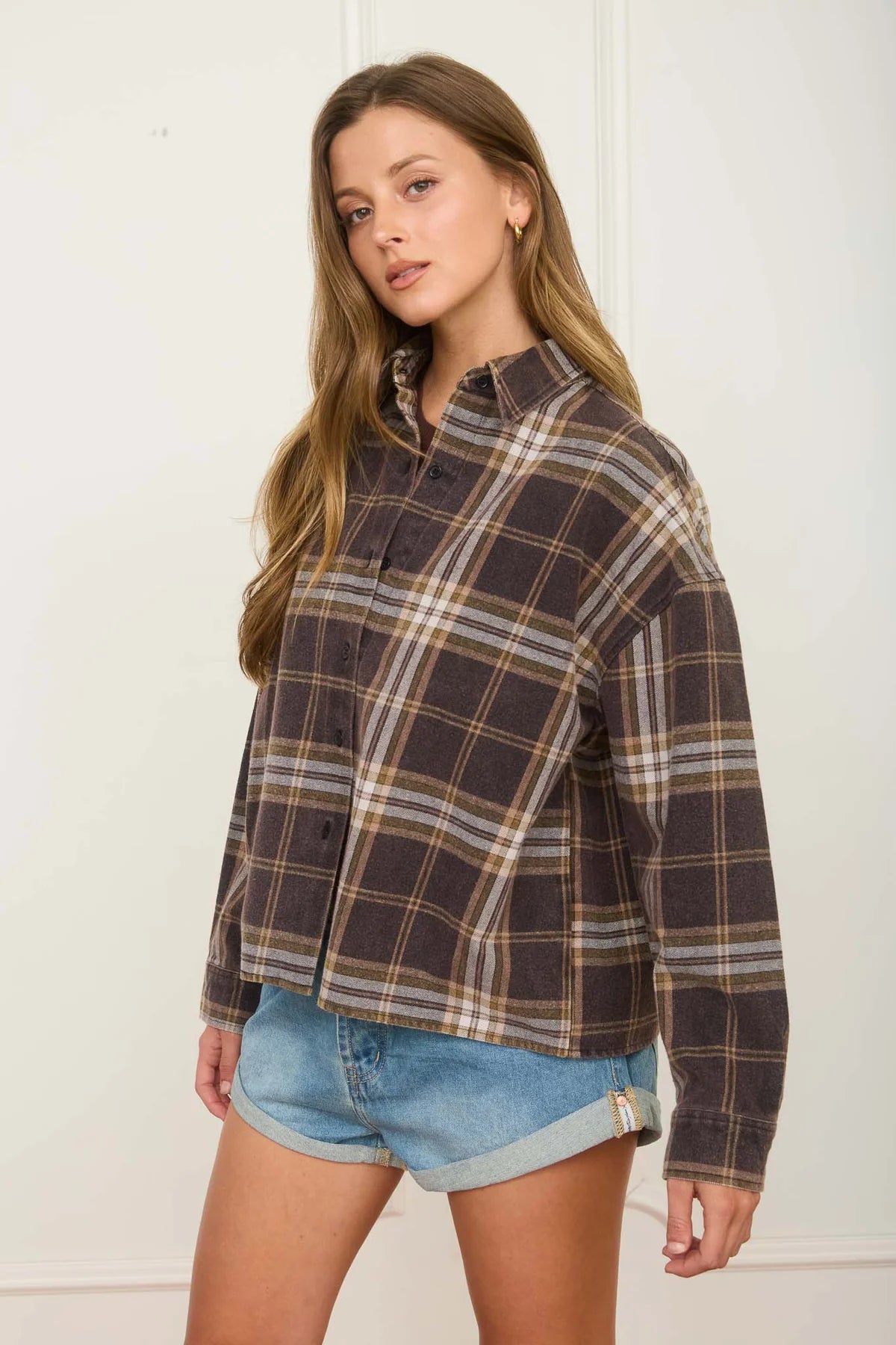 Plaid Flannel Boxy Button Up