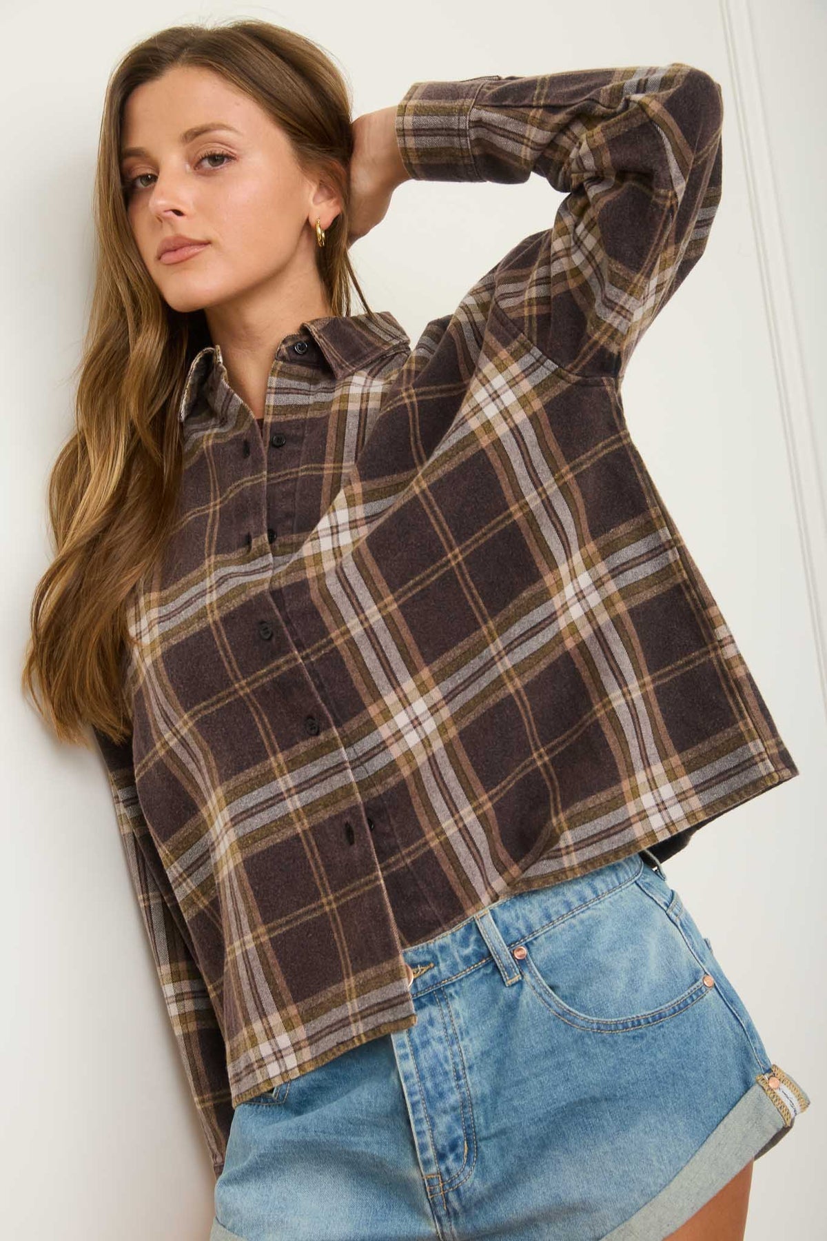 Plaid Flannel Boxy Button Up