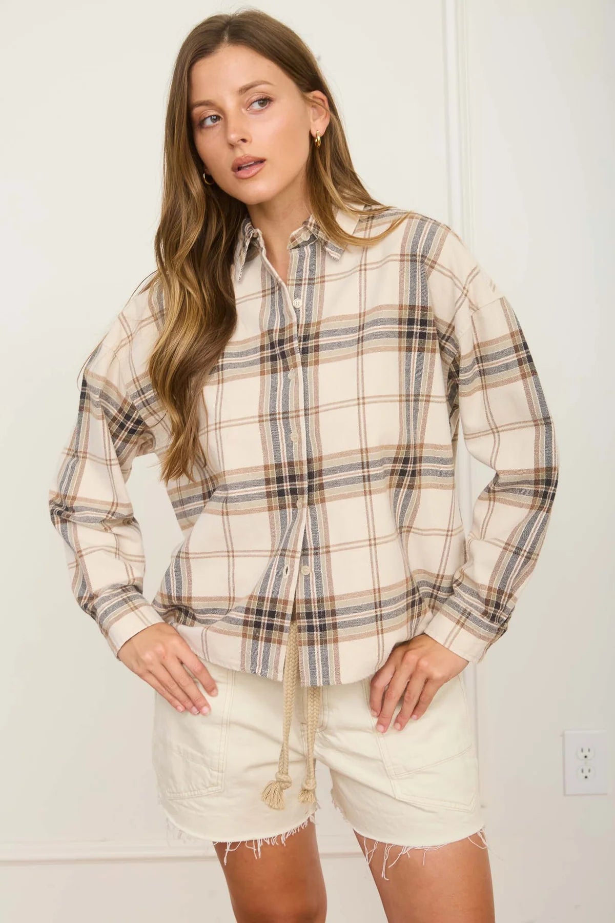 Plaid Flannel Boxy Button Up