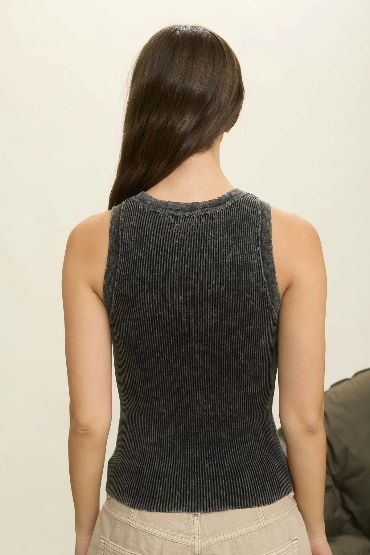 Stone Wash Ribbed Tank
