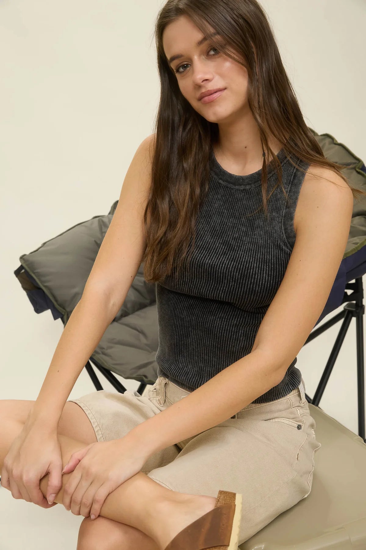 Stone Wash Ribbed Tank