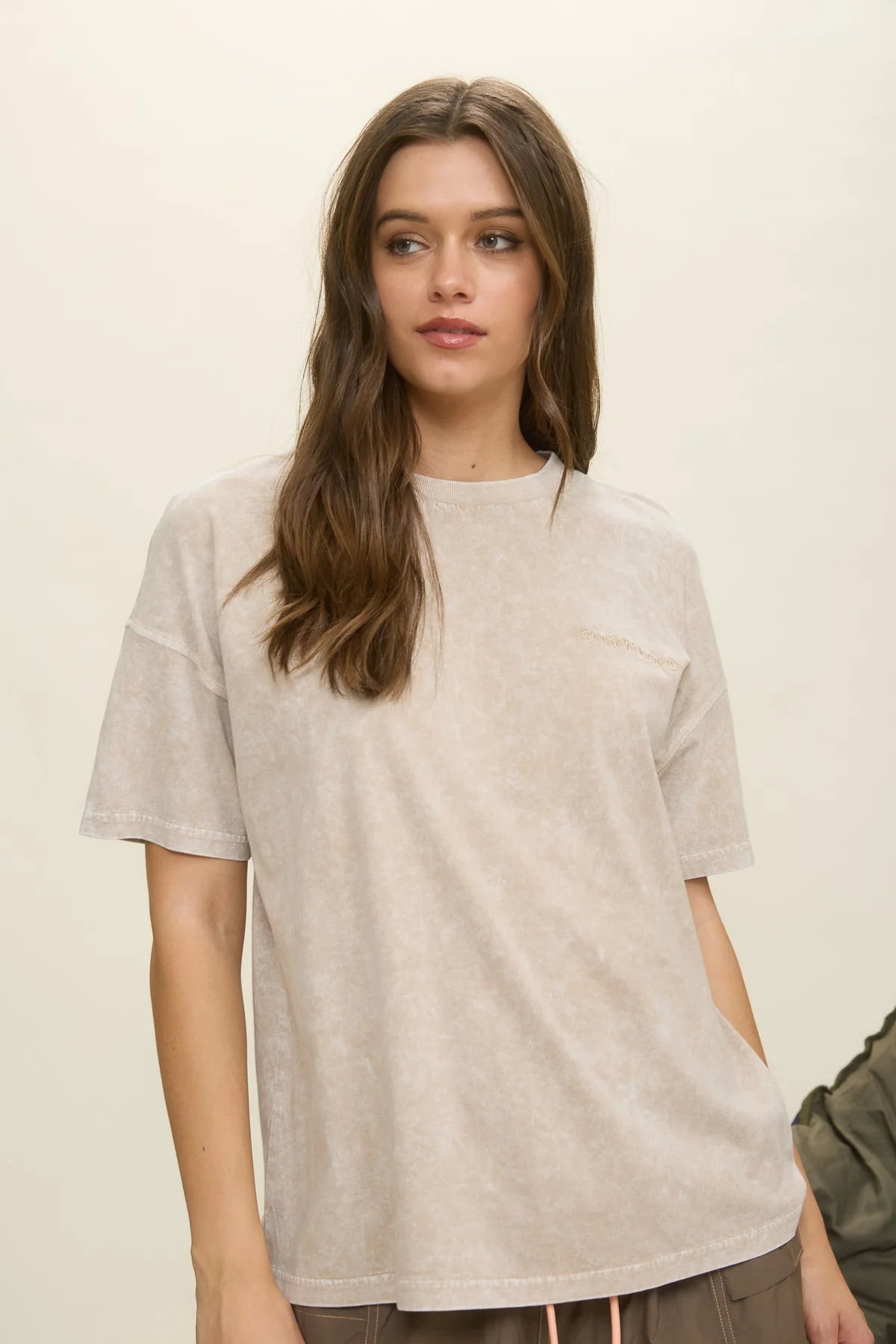 Good Vibes Stone Wash Natural Tee