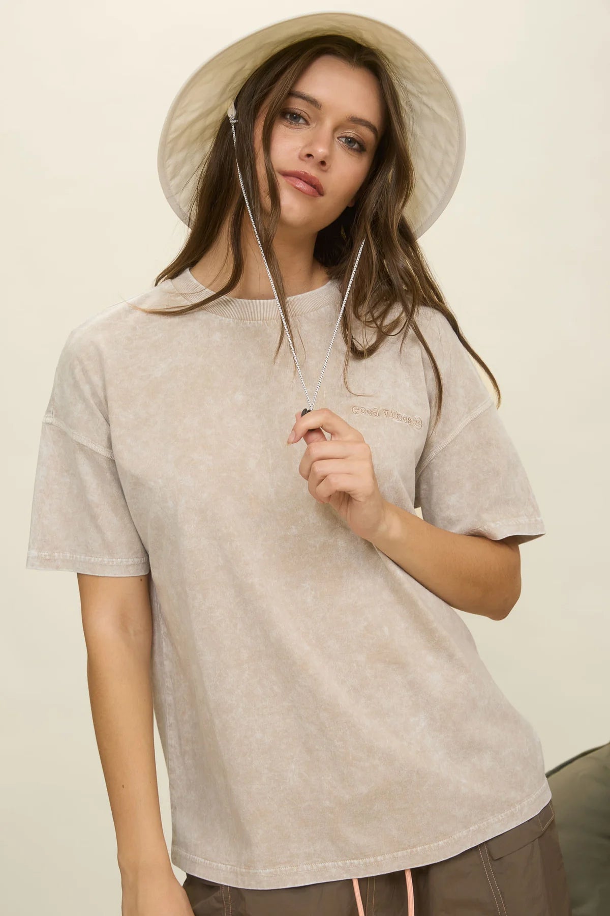 Good Vibes Stone Wash Natural Tee