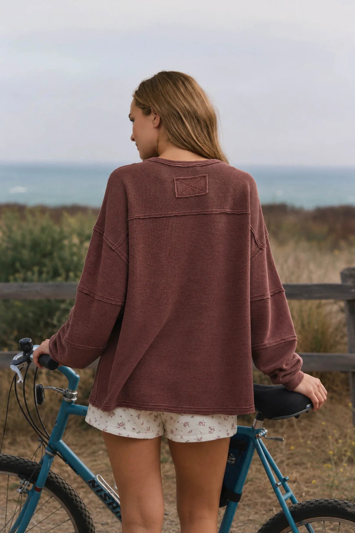 Ribbed Raw Seam Knit Top