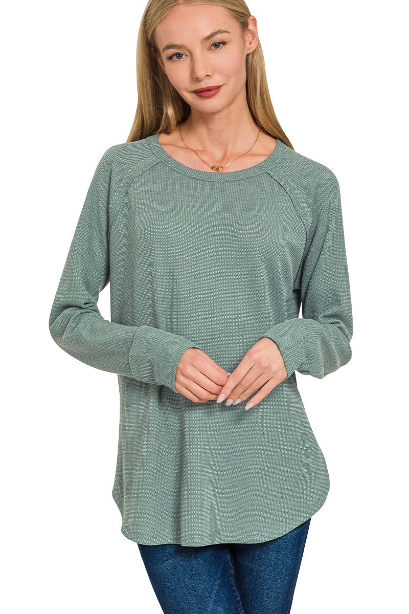 Baby Waffle Raw Seam Top