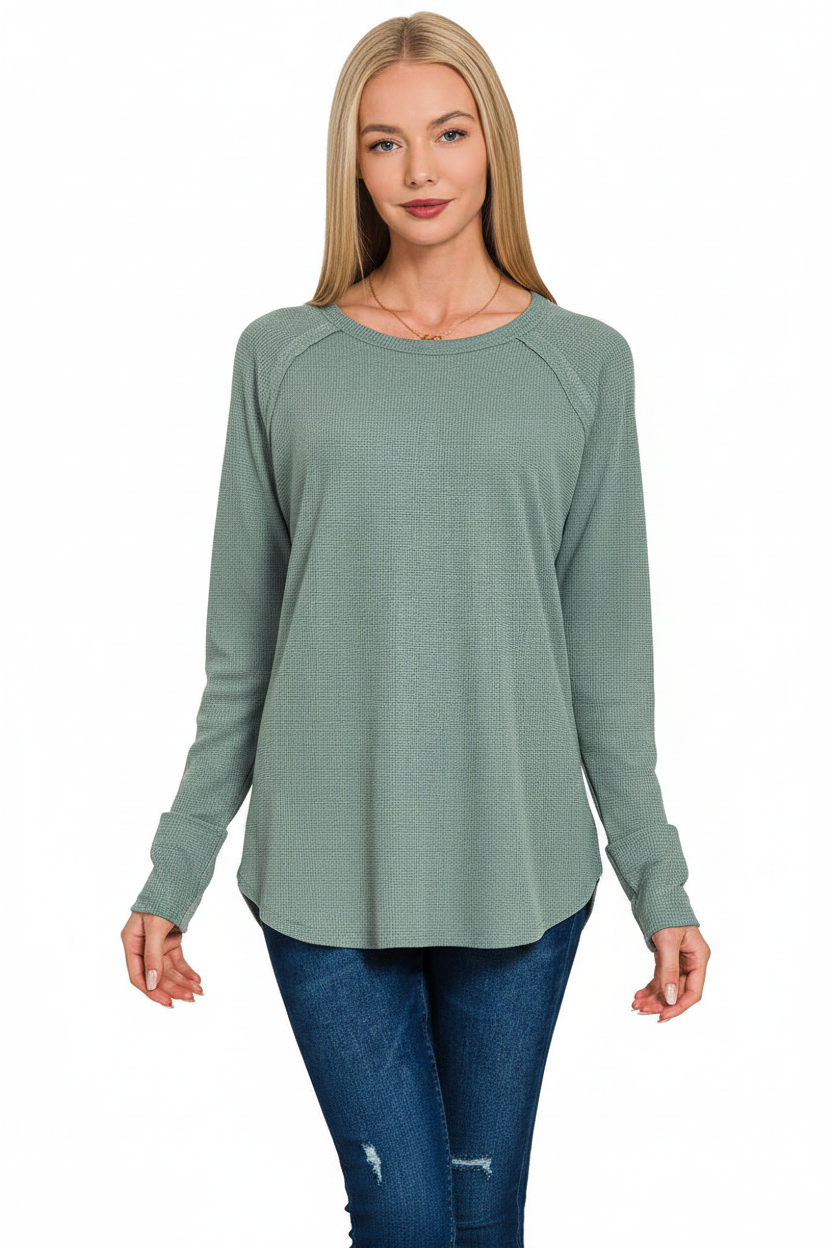 Baby Waffle Raw Seam Top