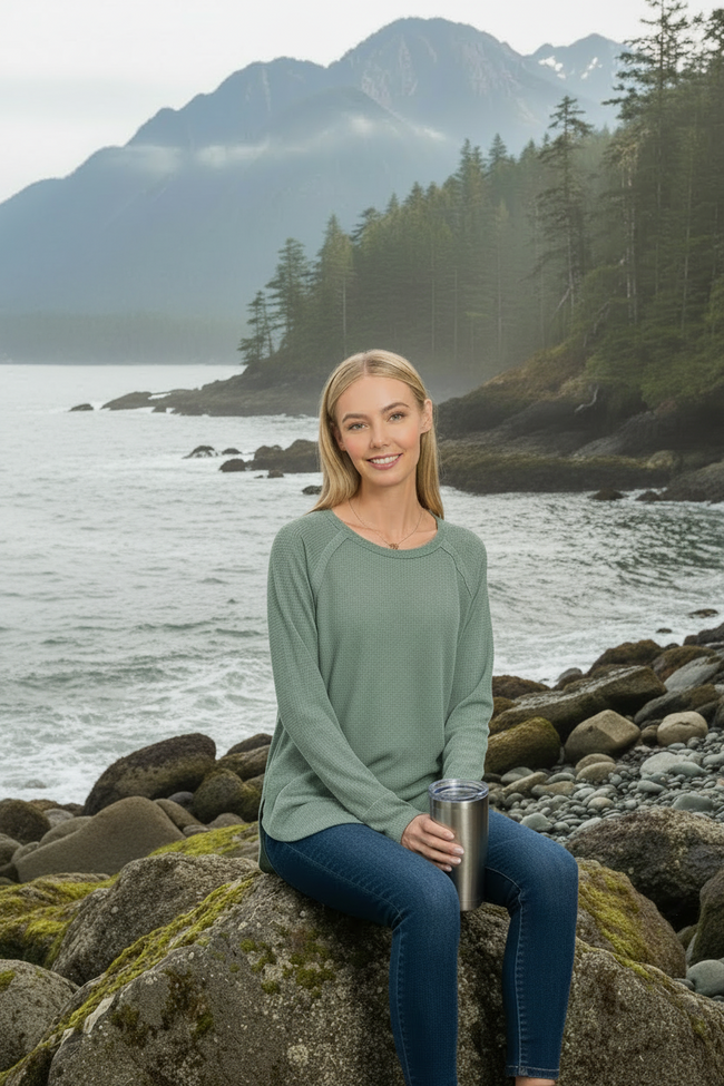 Baby Waffle Raw Seam Top