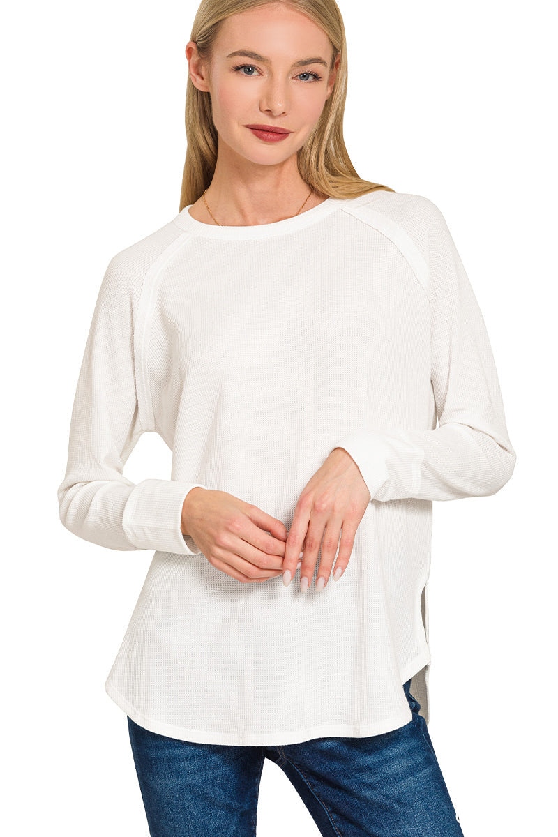 Baby Waffle Raw Seam Top
