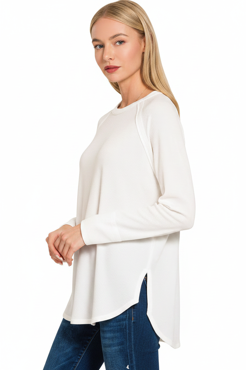 Baby Waffle Raw Seam Top