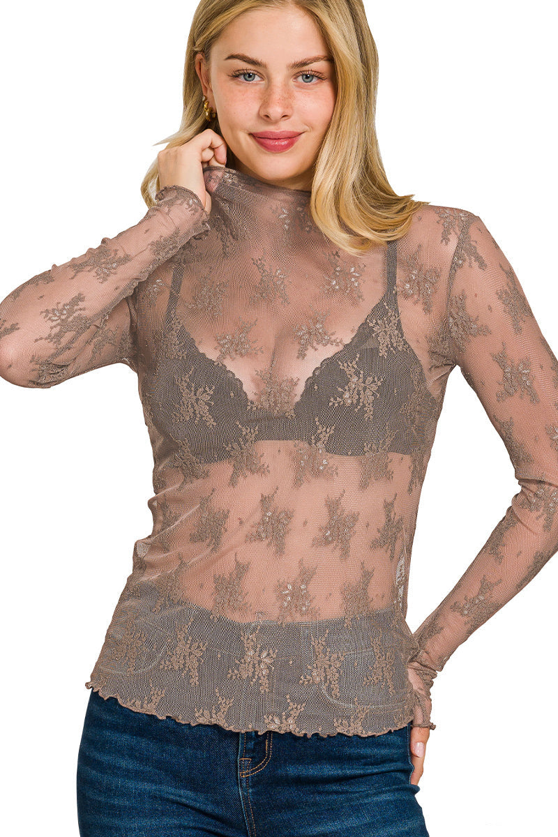 Lace Mock Neck Layering Top
