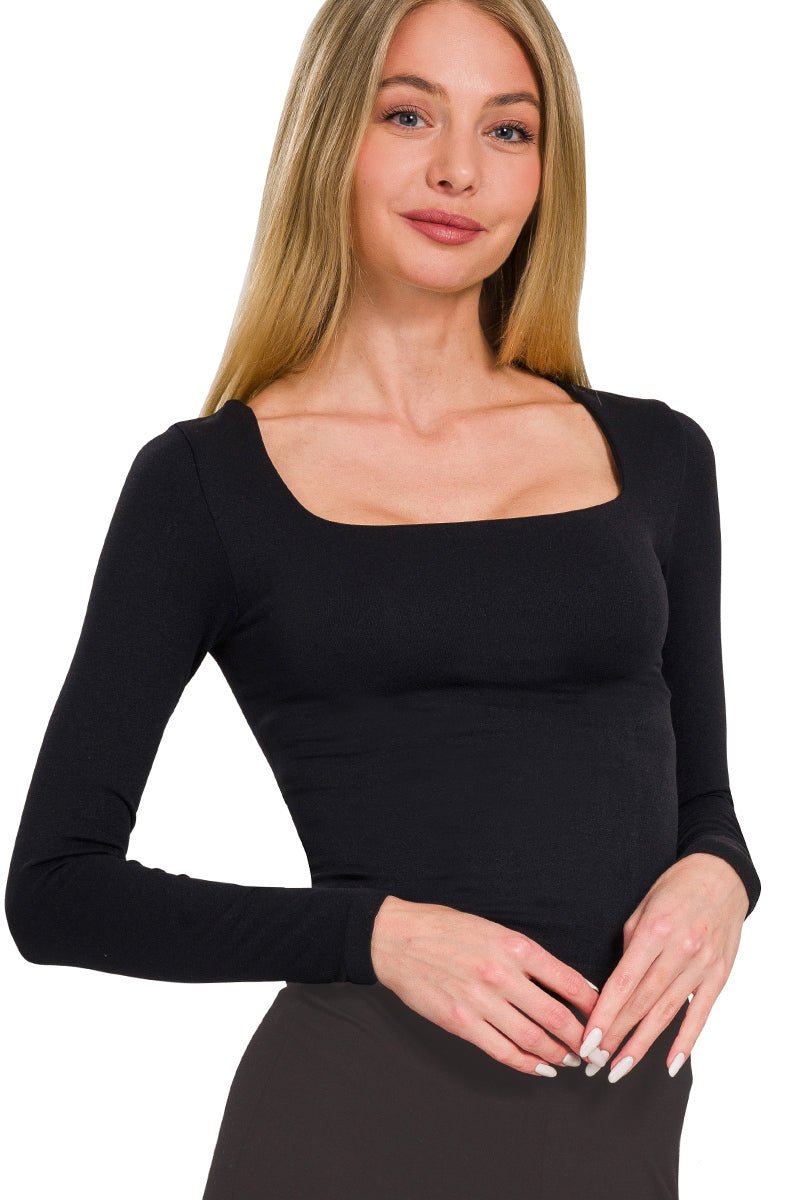 Square Neck Built-In Bra Layering Top