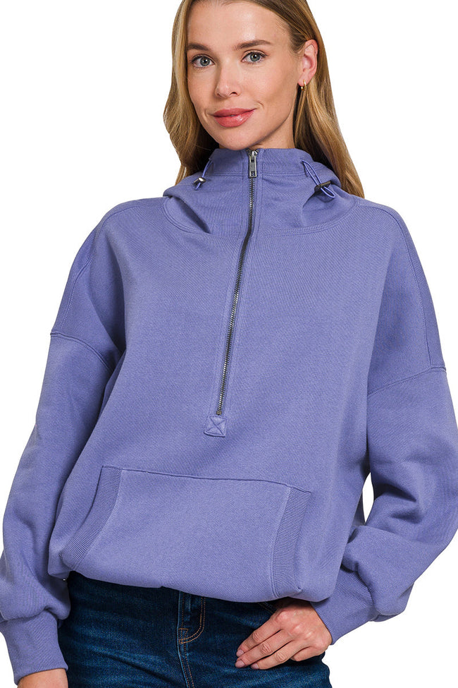 Three Quarter Zip Pocket Hoodie