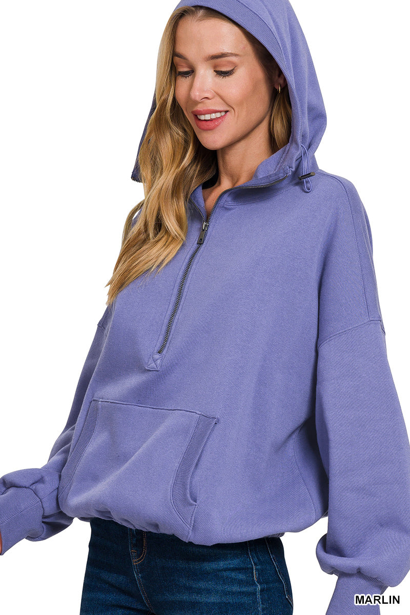 Three Quarter Zip Pocket Hoodie