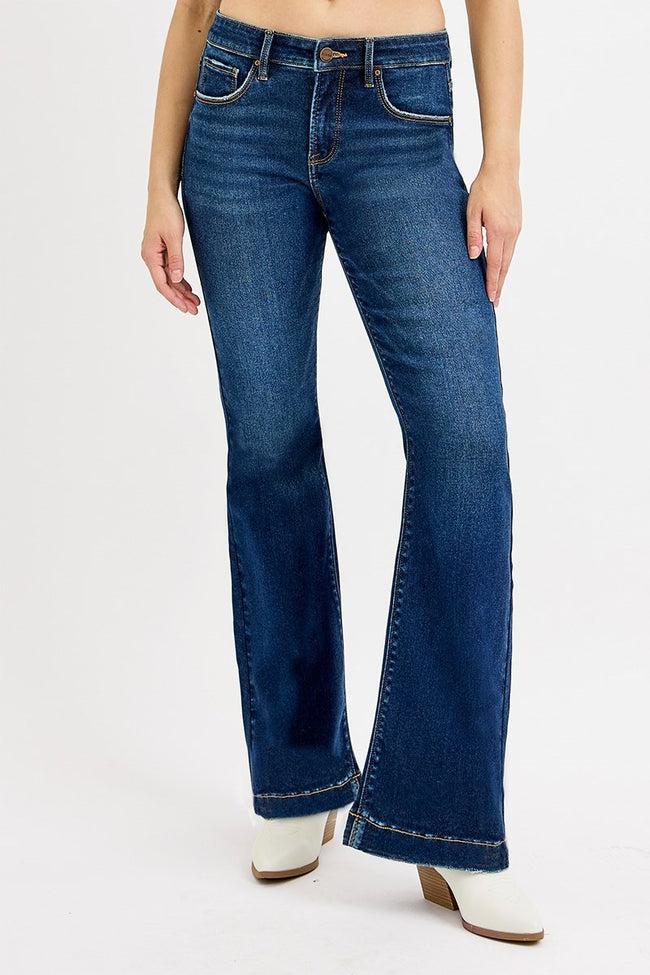 Dark Tummy Tuck Flare Jeans