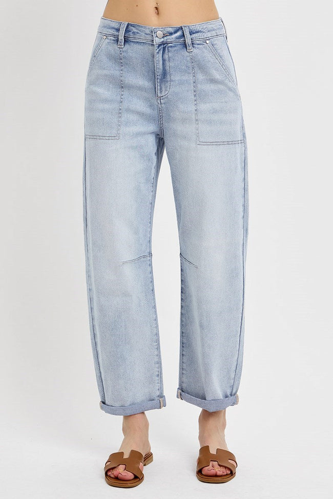 Light Wash Trouser Barrel Jeans
