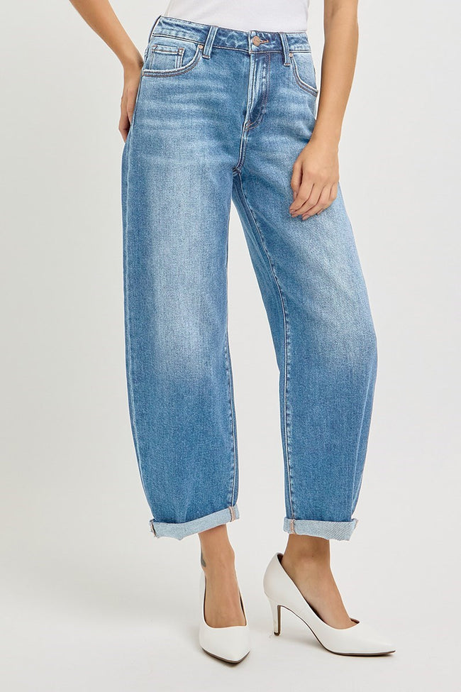 Medium Light High Rise Barrel Jeans