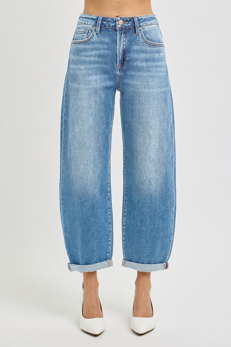 Medium Light High Rise Barrel Jeans