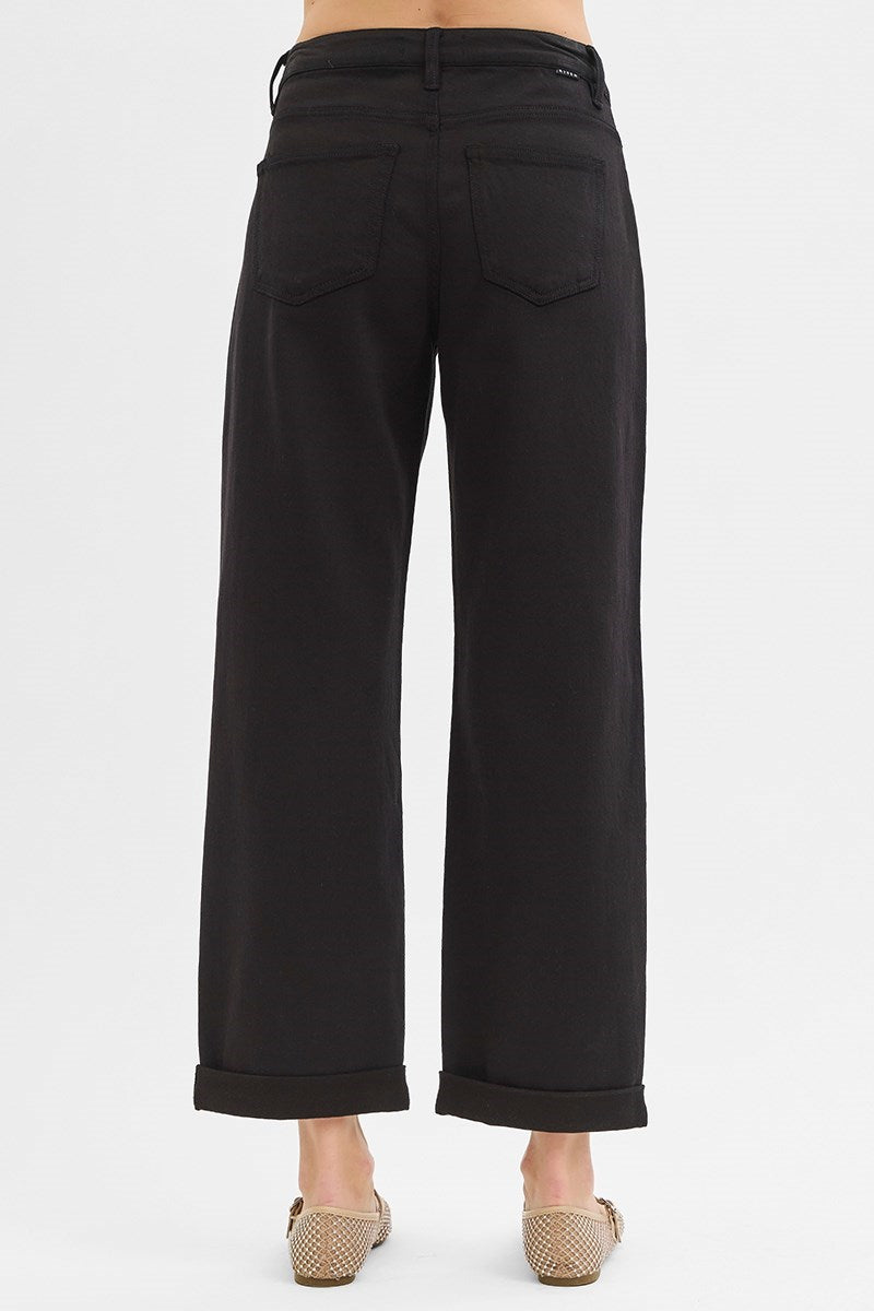 Black Mid-Rise Ankle Barrel Jeans