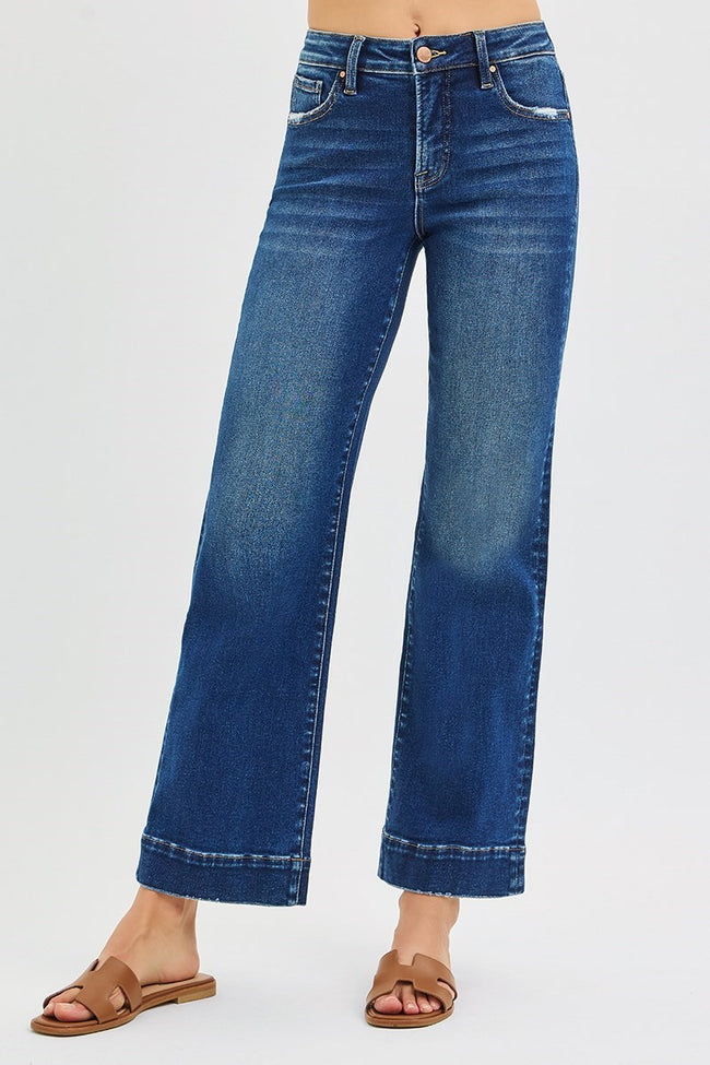 Dark Blue High-Rise Straight Leg Jeans