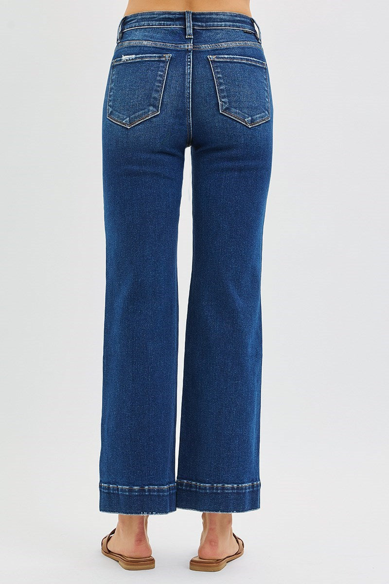 Dark Blue High-Rise Straight Leg Jeans