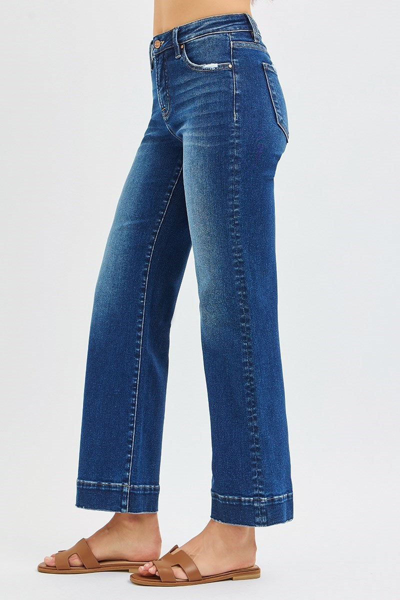 Dark Blue High-Rise Straight Leg Jeans