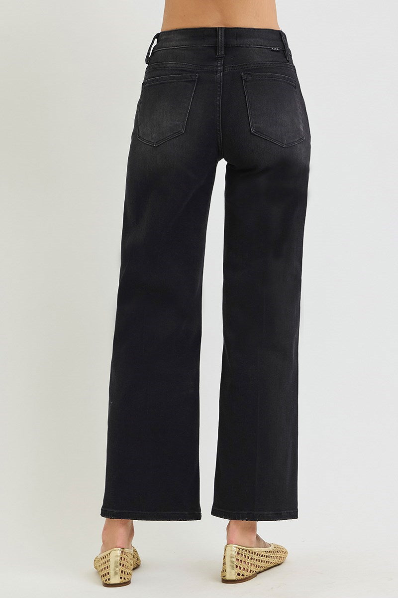 Black Tummy Tuck Straight Leg Jeans