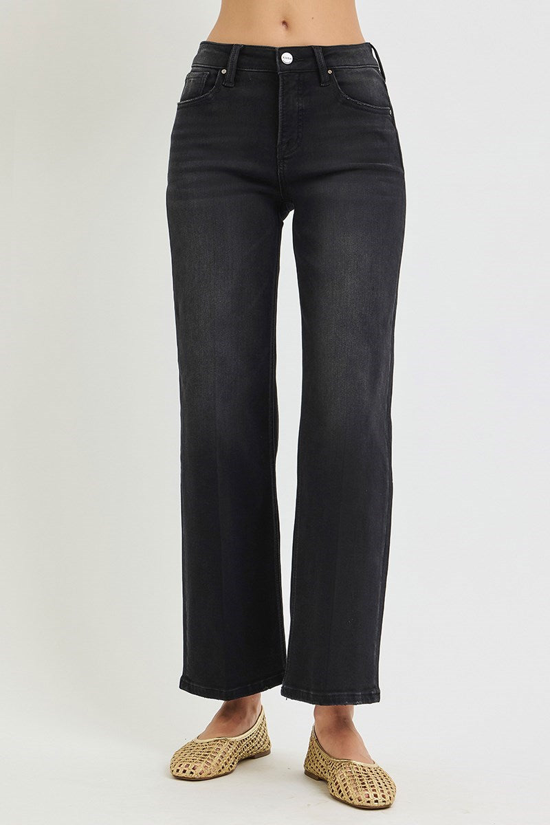 Black Tummy Tuck Straight Leg Jeans