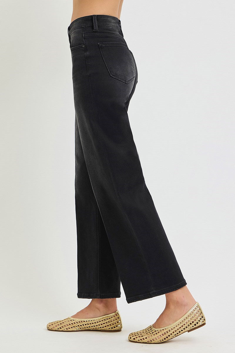 Black Tummy Tuck Straight Leg Jeans