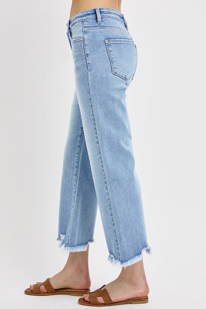 Light Kick Flare Frayed Denim