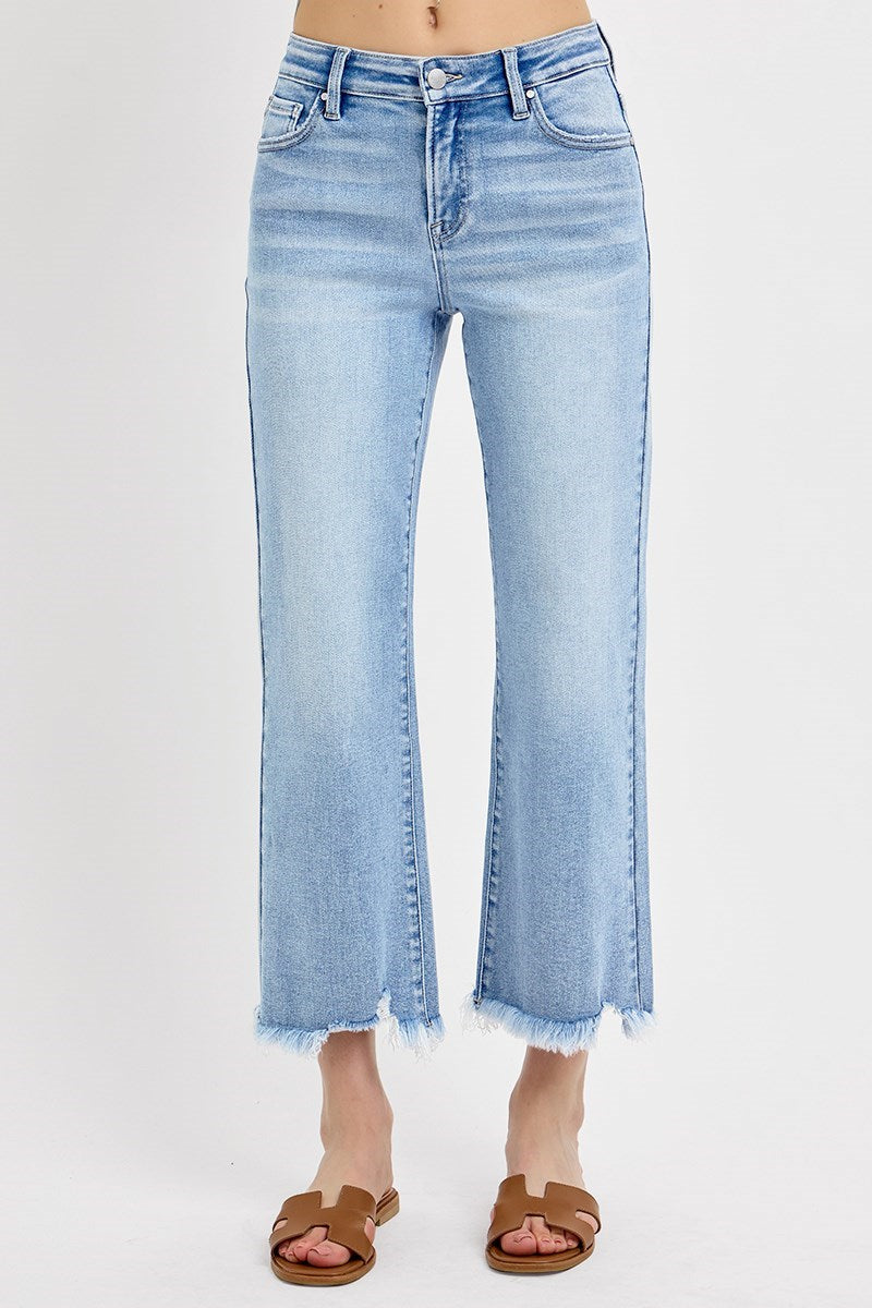 Light Kick Flare Frayed Denim