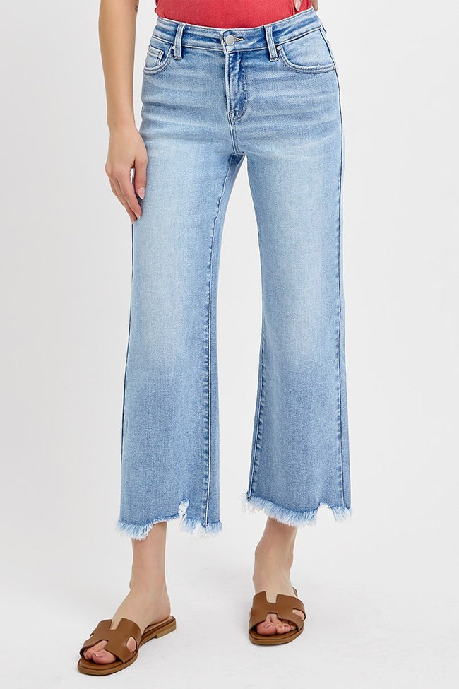 Light Kick Flare Frayed Denim