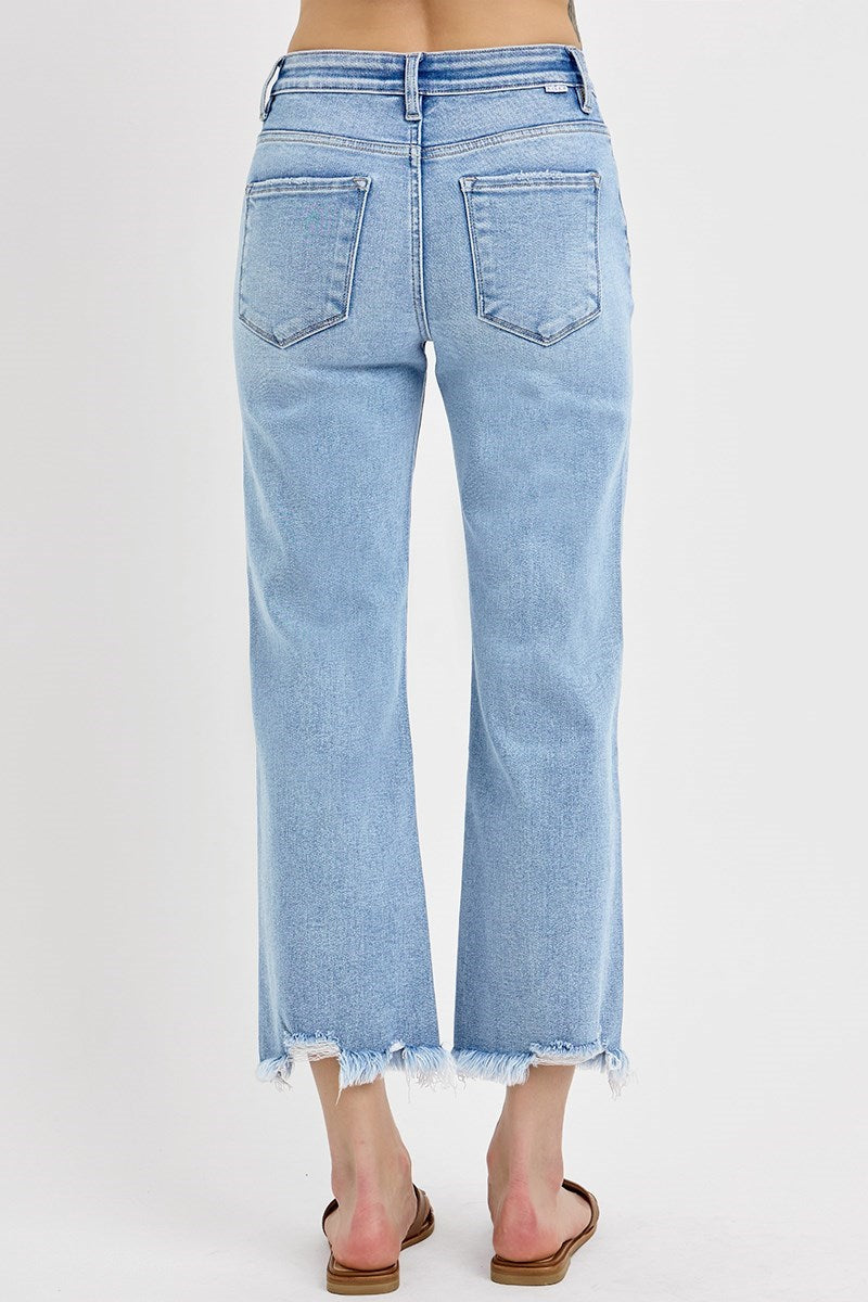 Light Kick Flare Frayed Denim