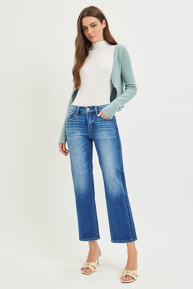 Tuxedo Stripe Straight Leg Crop Jeans