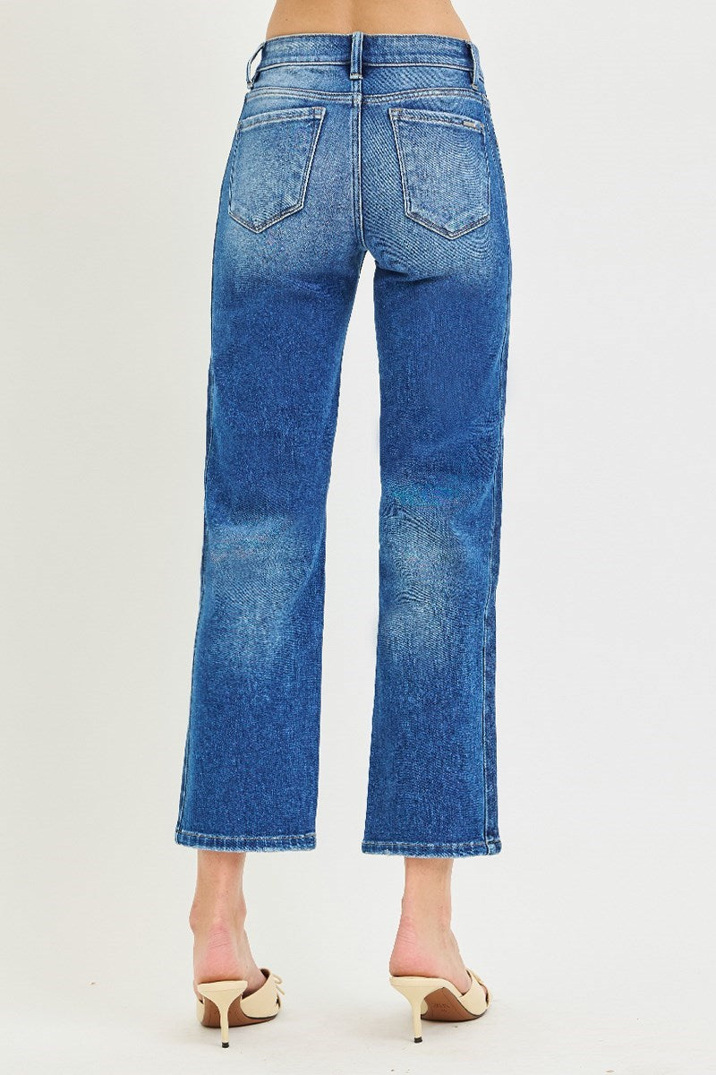 Tuxedo Stripe Straight Leg Crop Jeans