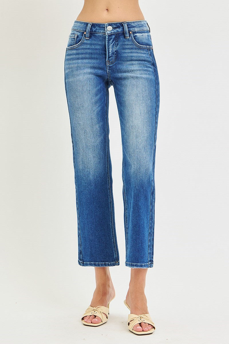Tuxedo Stripe Straight Leg Crop Jeans